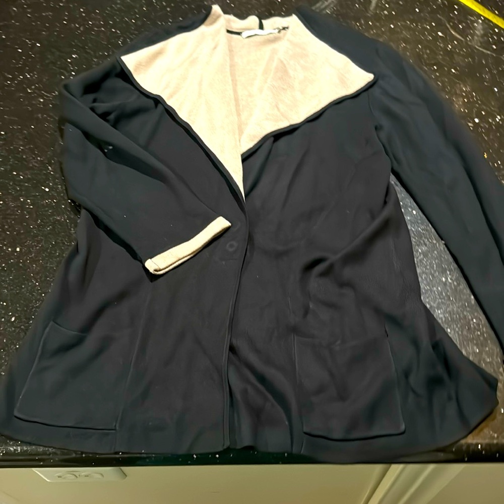 OST brand navy blue cardigan sweater with two button closure